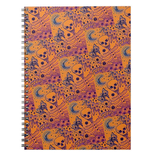 BOTTEN IN DE GARDEN SKELETON, FOLK ART MOON, MOTH NOTITIEBOEK (Voorkant)
