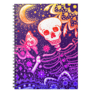 BOTTEN IN DE GARDEN SKELETON, FOLK ART MOON, MOTH NOTITIEBOEK