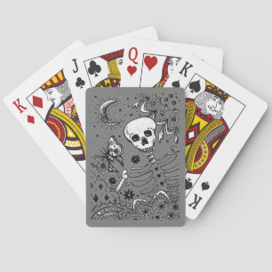 BOTTEN IN DE GARDEN SKELETON, FOLK ART MOON, MOTH POKERKAARTEN