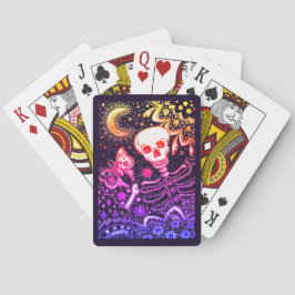 BOTTEN IN DE GARDEN SKELETON, FOLK ART MOON, MOTH POKERKAARTEN