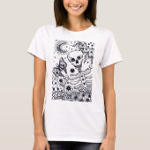 BOTTEN IN DE GARDEN SKELETON, FOLK ART MOON, MOTH T-SHIRT (Voorkant)