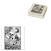 BOTTEN IN DE GARDEN SKELETON, FOLK ART MOON RUBBERSTEMPEL (Gestempeld)