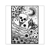 BOTTEN IN DE GARDEN SKELETON, FOLK ART MOON RUBBERSTEMPEL (Afrduk)