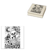BOTTEN IN DE GARDEN SKELETON, FOLK ART MOON RUBBERSTEMPEL (Gestempeld)