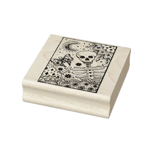 BOTTEN IN DE GARDEN SKELETON, FOLK ART MOON RUBBERSTEMPEL (Stempel)