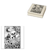 BOTTEN IN DE GARDEN SKELETON, FOLK ART MOON RUBBERSTEMPEL (Gestempeld)