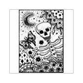 BOTTEN IN DE GARDEN SKELETON, FOLK ART MOON RUBBERSTEMPEL (Afrduk)