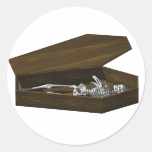 Botten in een Coffin: Halloween: Ronde Sticker