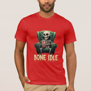 Botten luie skelet filmavond grap t-shirt