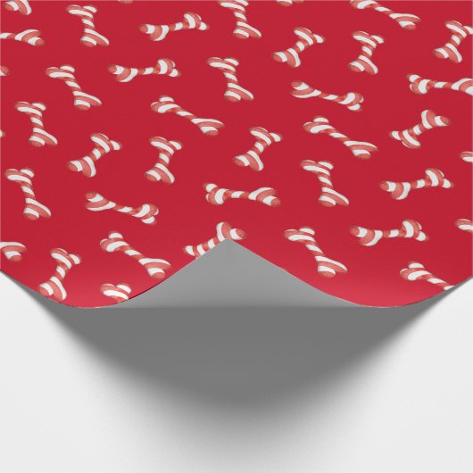 Botten met kerstsnoepsuikerriet cadeaupapier (Hoek)