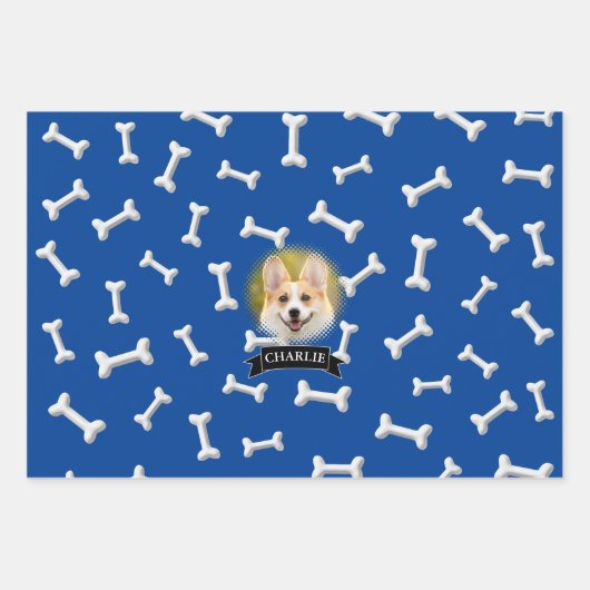 Botten Pattern Dog Aangepaste naam Inpakpapier Vel (Voorkant 3)