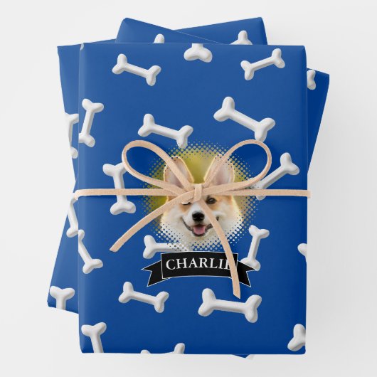 Botten Pattern Dog Aangepaste naam Inpakpapier Vel (In situ)
