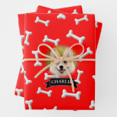 Botten Pattern Dog Aangepaste naam Inpakpapier Vel (In situ)