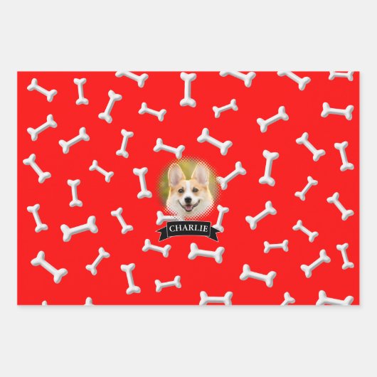 Botten Pattern Dog Aangepaste naam Inpakpapier Vel (Voorkant)