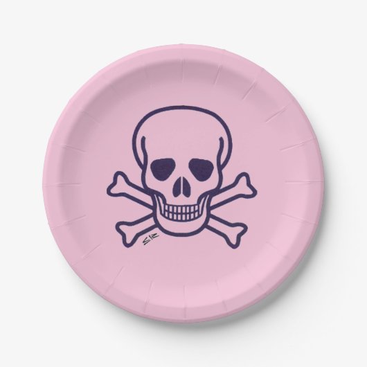 Botten roze papier borden papieren bordje (Voorkant)