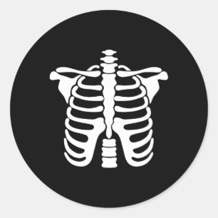 Botten Sal Kolom en Skelet Rib Cage Halloween Ronde Sticker