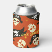 Botten schedel en kruis met bewerkbare tekst blikjeskoeler (Blikje Voorkant)