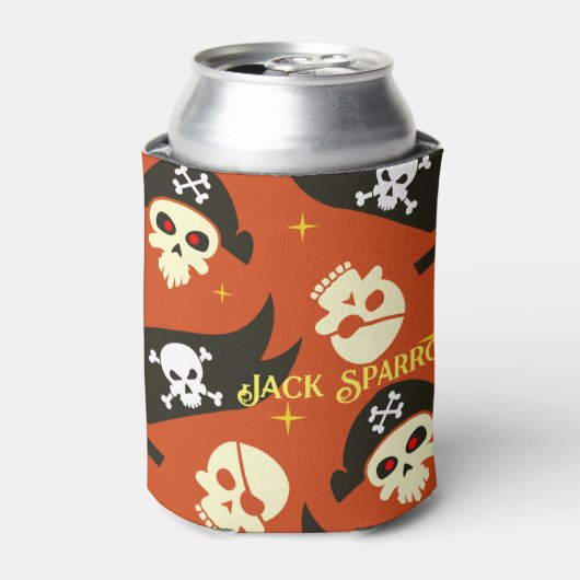 Botten schedel en kruis met bewerkbare tekst blikjeskoeler (Blikje Voorkant)