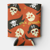 Botten schedel en kruis met bewerkbare tekst blikjeskoeler (Voorkant)