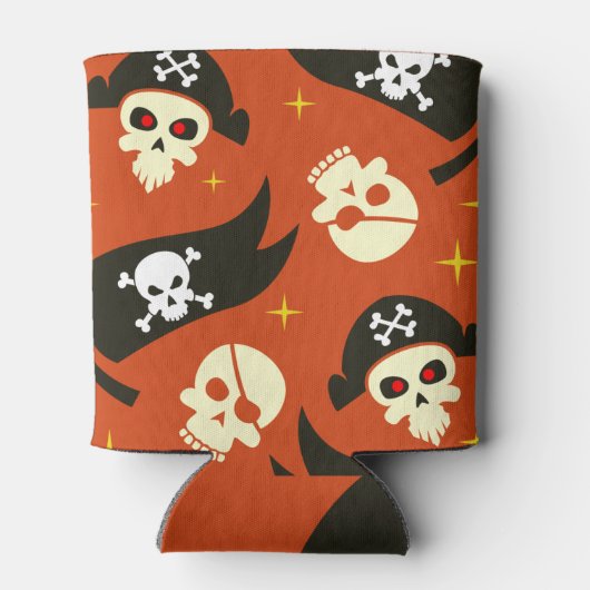 Botten schedel en kruis met bewerkbare tekst blikjeskoeler (Achterkant)