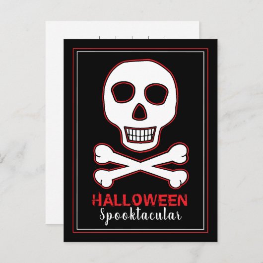 Botten, uitnodiging van Red Halloween Party (Voorkant / Achterkant)