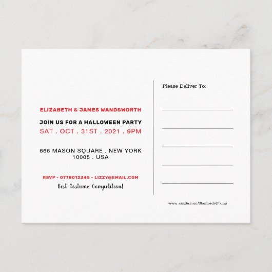 Botten, uitnodiging van Red Halloween Party (Achterkant)