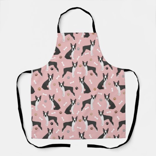 Botten van Boston Terrier en Paws Apron Schort (Voorkant)