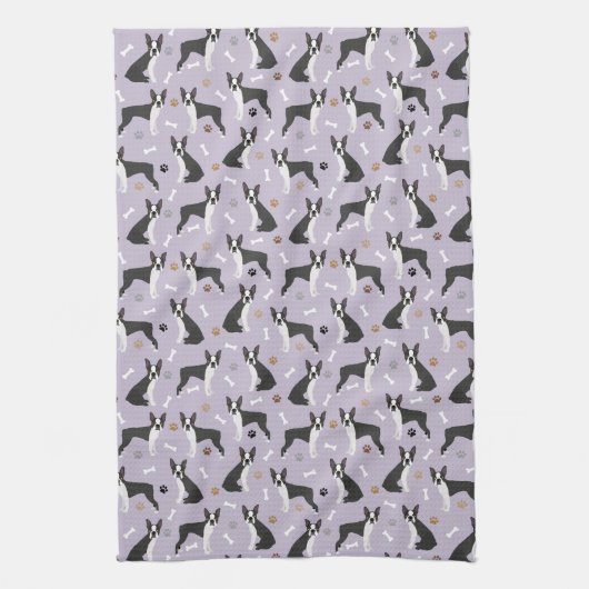 Botten van Boston Terrier en Paws Kitchen Towel Theedoek (Verticaal)