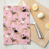 Botten van de Terrier van de grens en de Keukenhan Theedoek (Quarter Fold)