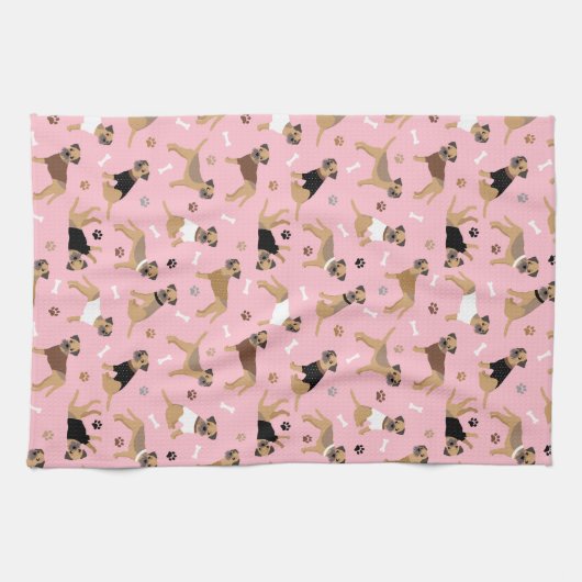 Botten van de Terrier van de grens en de Keukenhan Theedoek (Horizontaal)