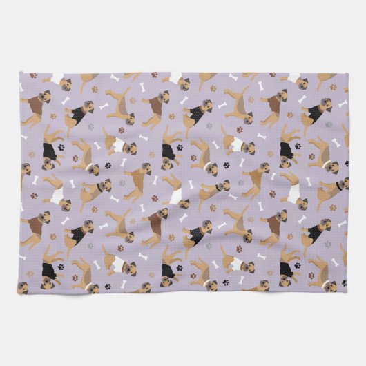 Botten van de Terrier van de grens en de Keukenhan Theedoek (Horizontaal)