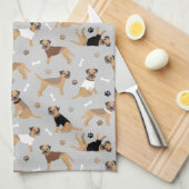 Botten van de Terrier van de grens en de Keukenhan Theedoek (Quarter Fold)