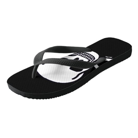 Botten zwarte brede teenslippers (Schuin)