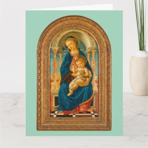 Botticelli (1445-1510) Madonna en kind op de troon Bedankkaart