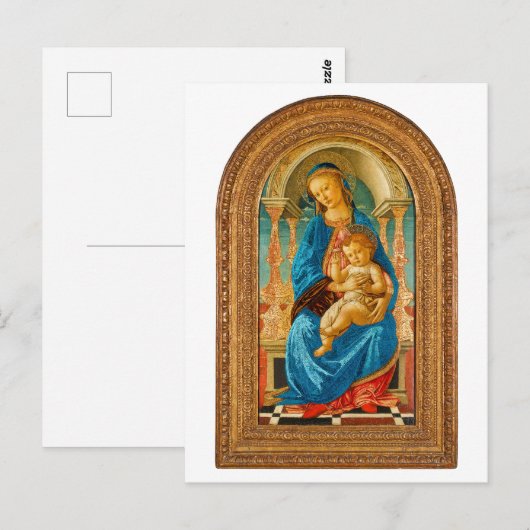 Botticelli (1445-1510) Madonna en kind op de troon Briefkaart (Voorkant / Achterkant)