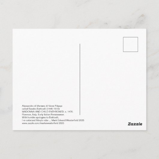 Botticelli (1445-1510) Madonna en kind op de troon Briefkaart (Achterkant)