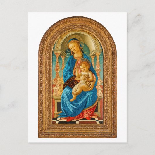 Botticelli (1445-1510) Madonna en kind op de troon Briefkaart (Voorkant)