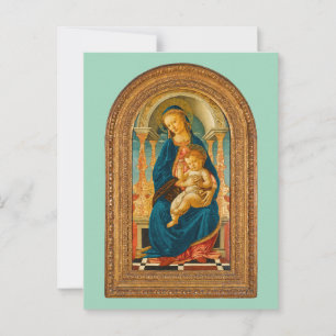 Botticelli (1445-1510) Madonna en kind op de troon Briefkaart