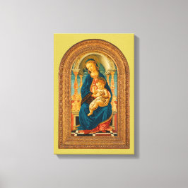 Botticelli (1445-1510) Madonna en kind op de troon Canvas Afdruk
