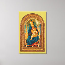 Botticelli (1445-1510) Madonna en kind op de troon Canvas Afdruk
