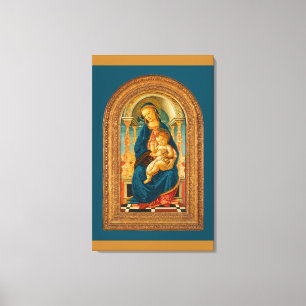 Botticelli (1445-1510) Madonna en kind op de troon Canvas Afdruk