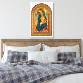 Botticelli (1445-1510) Madonna en kind op de troon Canvas Afdruk