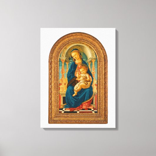 Botticelli (1445-1510) Madonna en kind op de troon Canvas Afdruk (Voorkant)