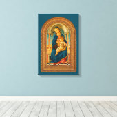 Botticelli (1445-1510) Madonna en kind op de troon Canvas Afdruk (Insitu (Houten vloer))