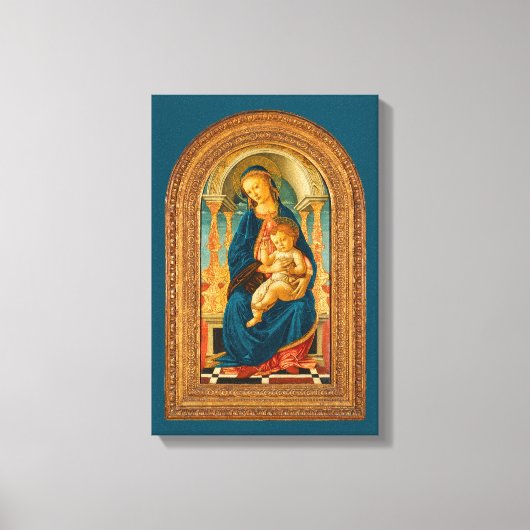 Botticelli (1445-1510) Madonna en kind op de troon Canvas Afdruk (Voorkant)