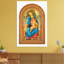 Botticelli (1445-1510) Madonna en kind op de troon Canvas Afdruk