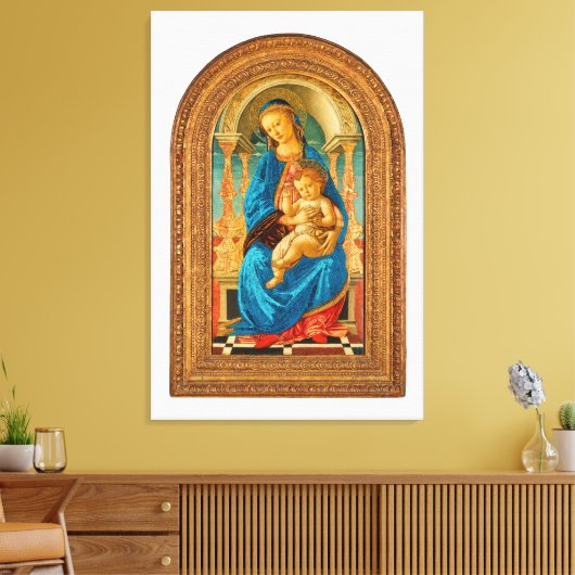 Botticelli (1445-1510) Madonna en kind op de troon Canvas Afdruk (Insitu (Woonkamer))