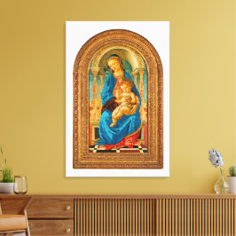 Botticelli (1445-1510) Madonna en kind op de troon Canvas Afdruk