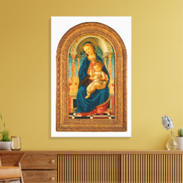 Botticelli (1445-1510) Madonna en kind op de troon Canvas Afdruk