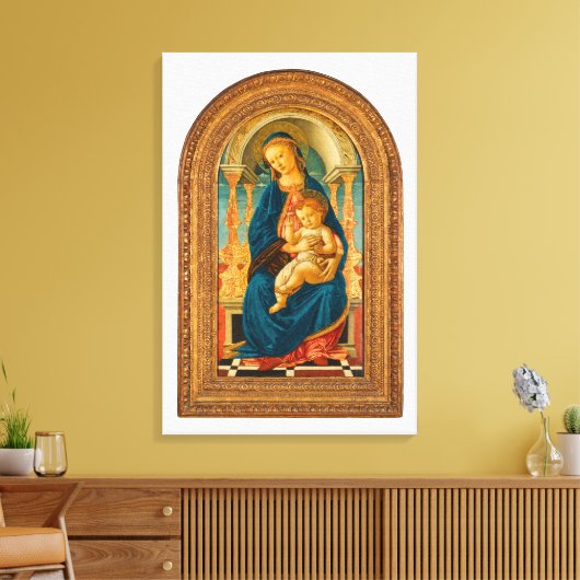 Botticelli (1445-1510) Madonna en kind op de troon Canvas Afdruk (Insitu (Woonkamer))